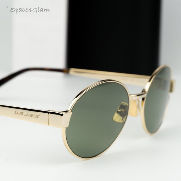 Saint Laurent Men Sunglasses Gold Green Oval SL692 003 BRAND NEW - Picture 4 of 12